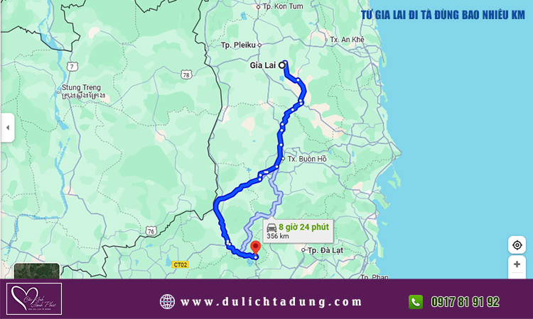 Từ Gia Lai đi Tà Đùng bao nhiêu km